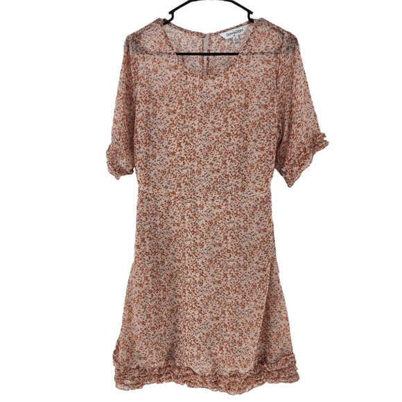 Davi & Dani Women's Lovely Floral Print Ruffled Hem Mini Dress - M - Picture 1 of 5